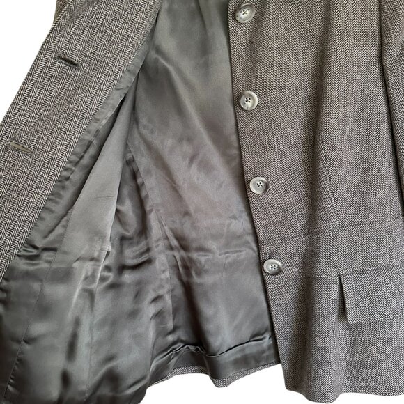 Banana Republic brown/cream herringbone fitted wool jacket Sz 4 - Picture 7 of 8